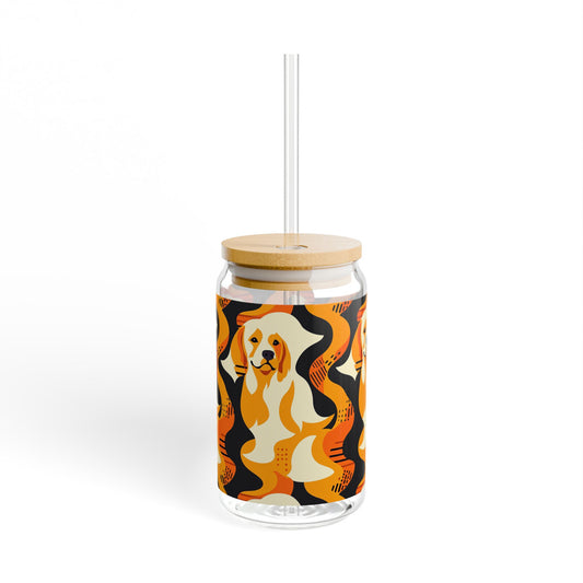 Golden Woof Abstract Glamour Sipper Glass