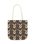 Floofy Corgi Blossom Blast Canvas Tote Bag