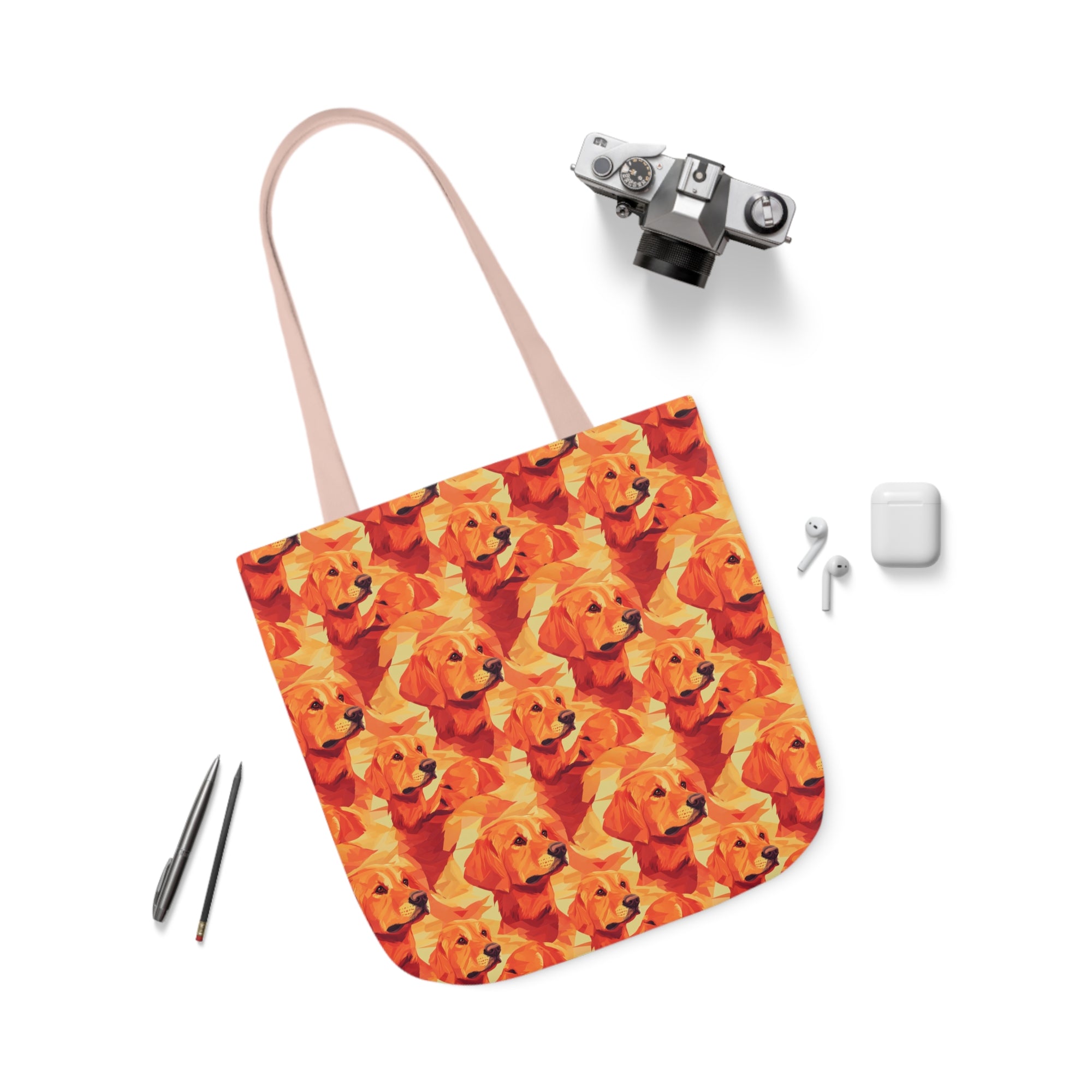 Golden Glamour Paws Canvas Tote Bag