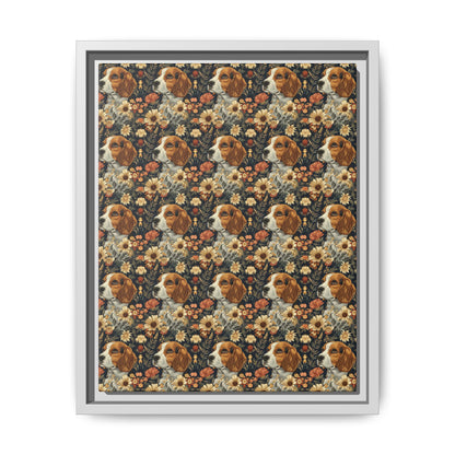 Beagle Blossoms Matte Canvas, Framed