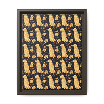 Golden Paws Floral Frenchie Matte Canvas, Framed