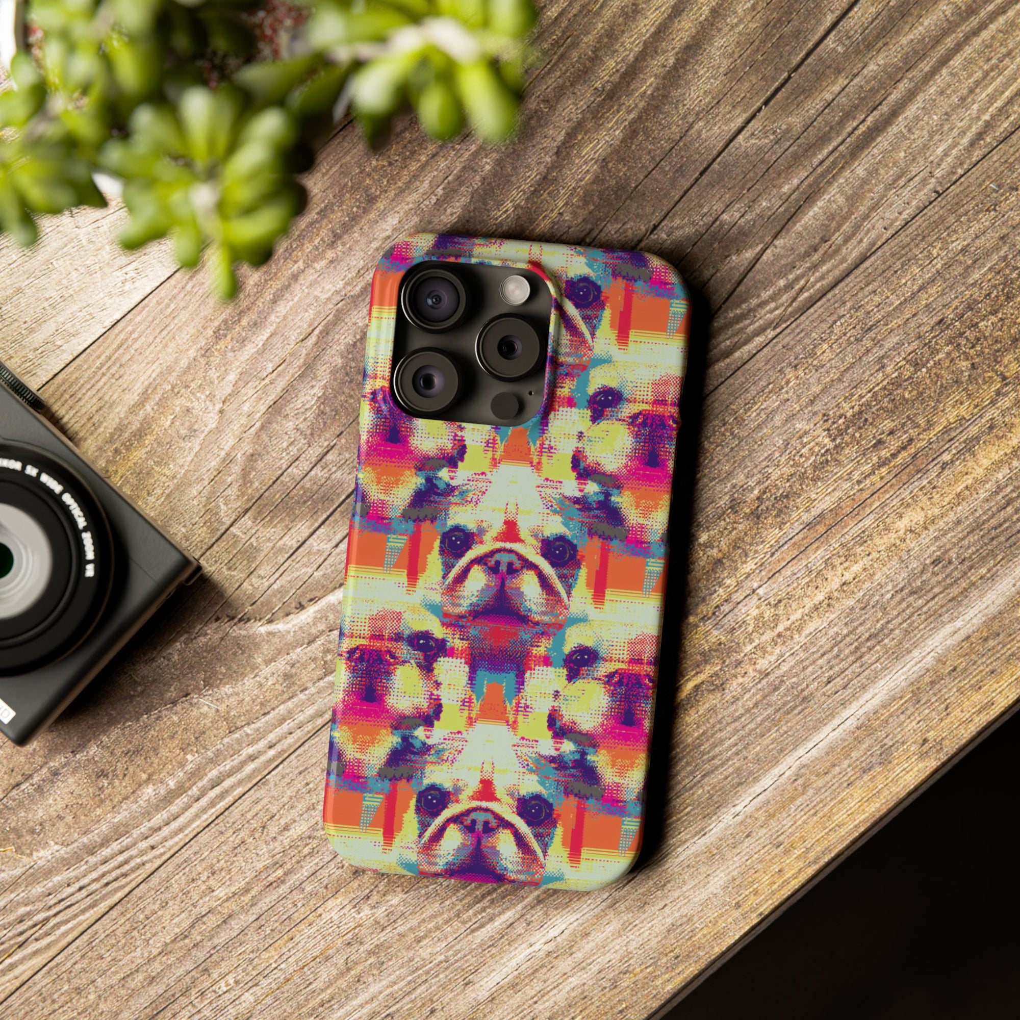 Glitchy Bulldog Blitz Slim Phone Cases