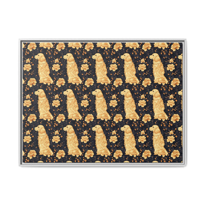 Golden Paws Floral Frenchie Matte Canvas, Framed