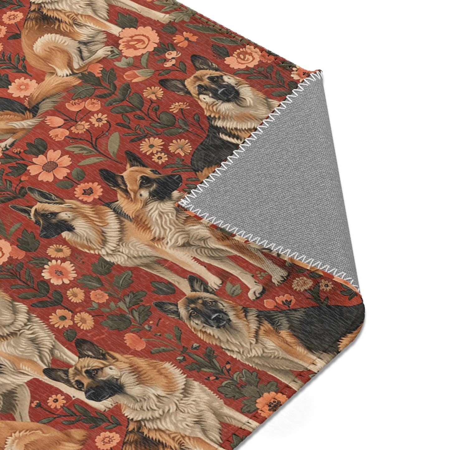 Shepherd's Splendor - German Shepherd William Morris Inspired Area Rug