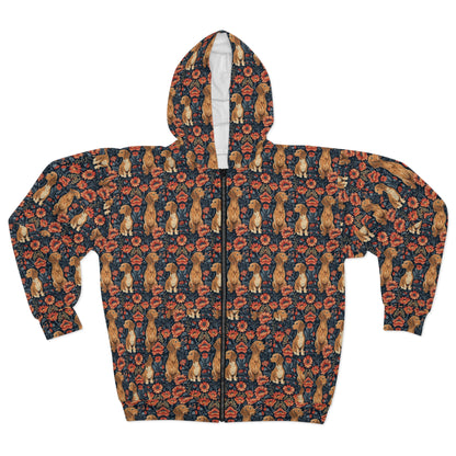 Floral Pawsome Dachsund Delight Unisex Zip Hoodie