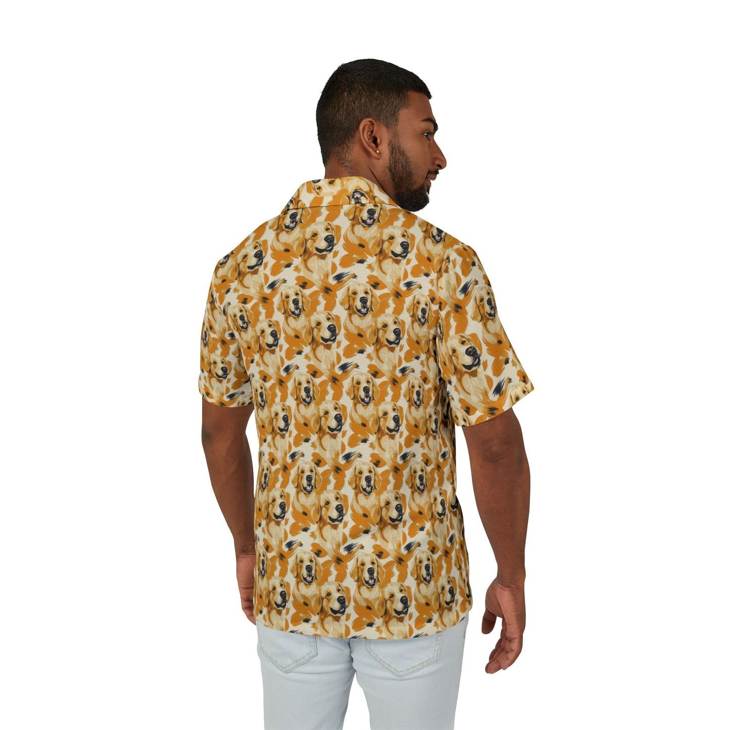 Golden Glitz 'n Glamour Woofwear Men's Hawaiian Camp Shirt