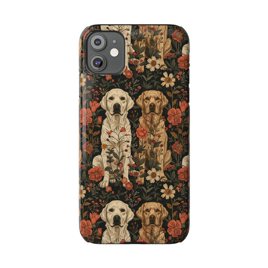 Blossoming Labradors Bouquet Slim Phone Cases