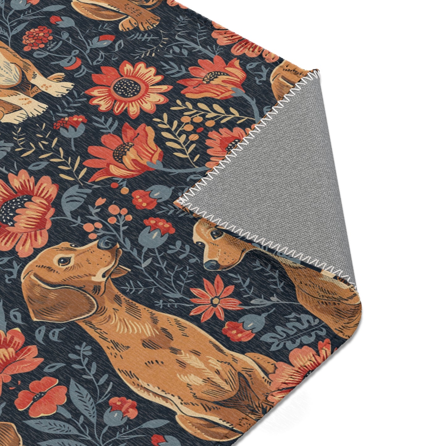 Dachshund Heritage - William Morris Inspired Area Rug