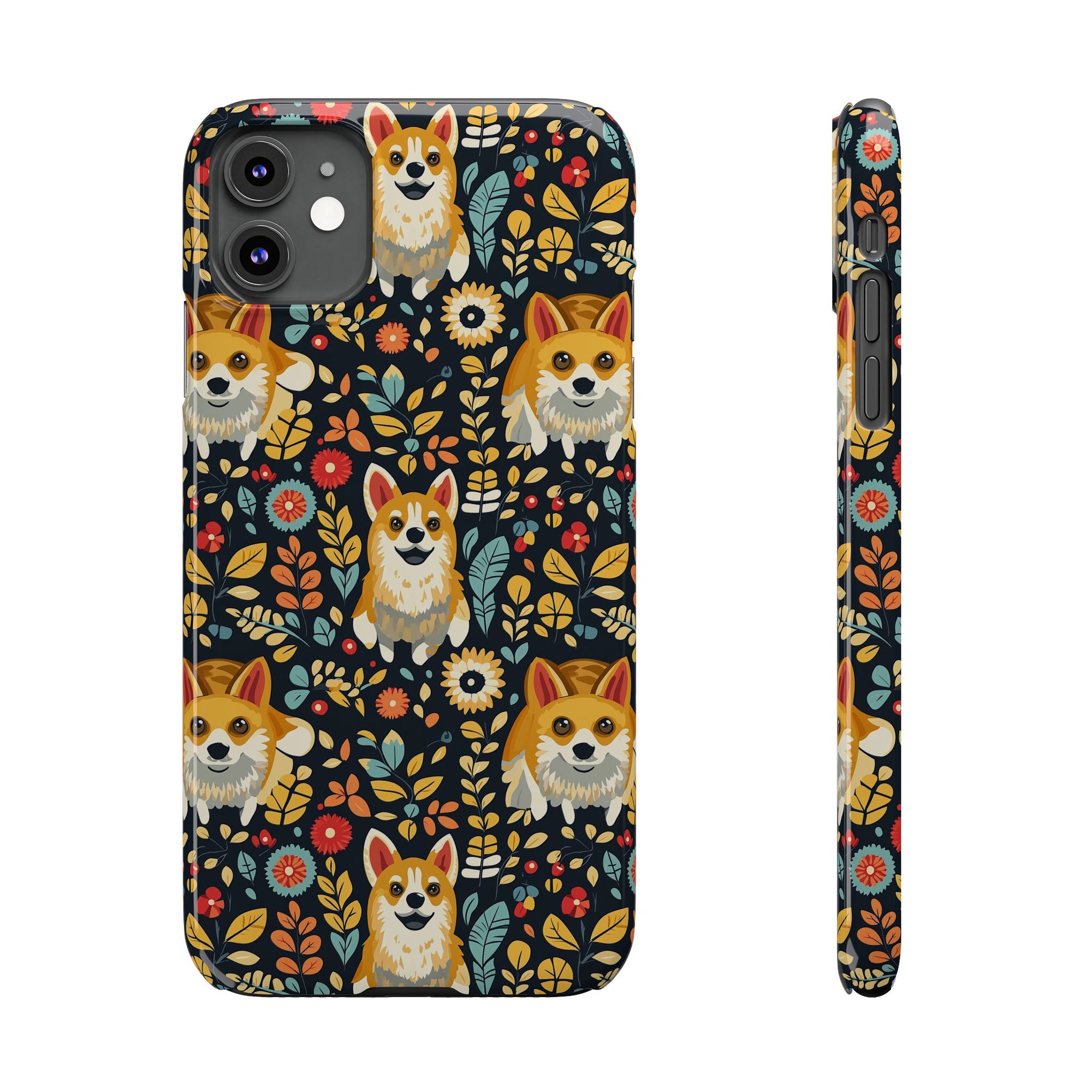 Corgi Rainbow Vine Dream Slim Phone Cases