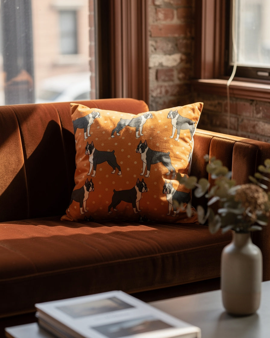 Fur and Whisker — autumn boxer brigade throw pillow