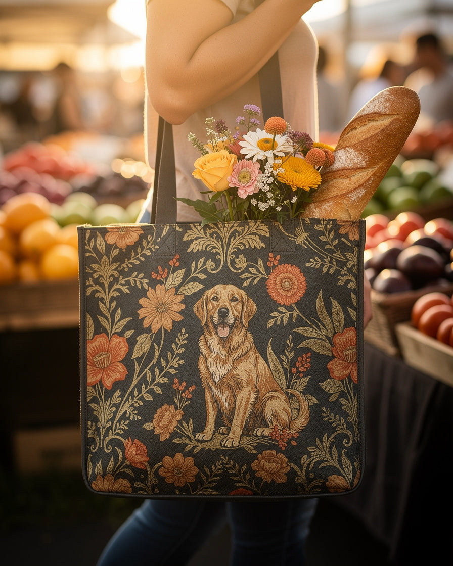 Fur and Whisker — baroque bloom goldens tote bag