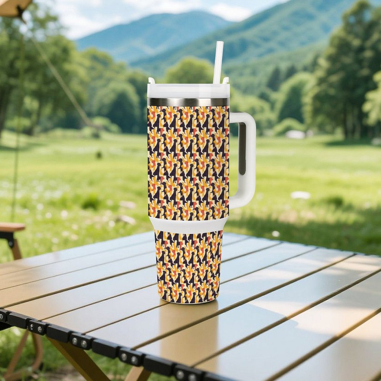 40oz Stainless Steel Insulated Tumbler with Handle and Lid