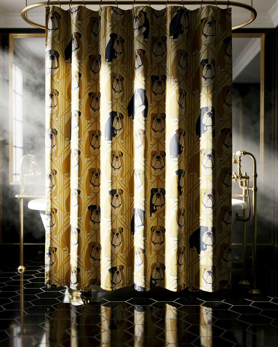 Fur and Whisker — gilded pharaoh bulldogs shower curtain