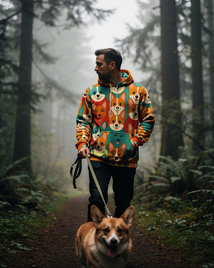 Fur and Whisker — vibrant pop corgi gallery hoodie