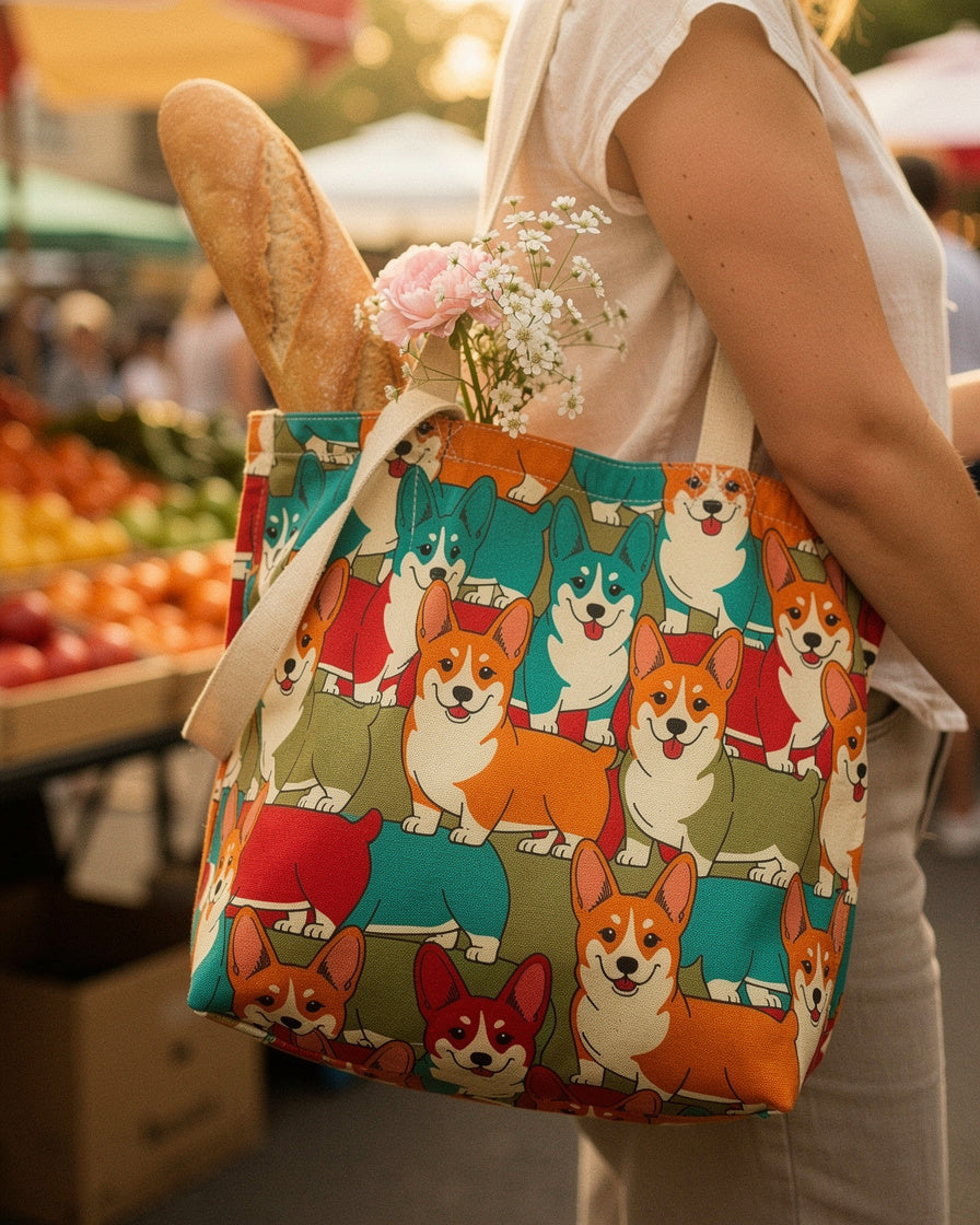 Fur and Whisker — vibrant pop corgi gallery tote bag